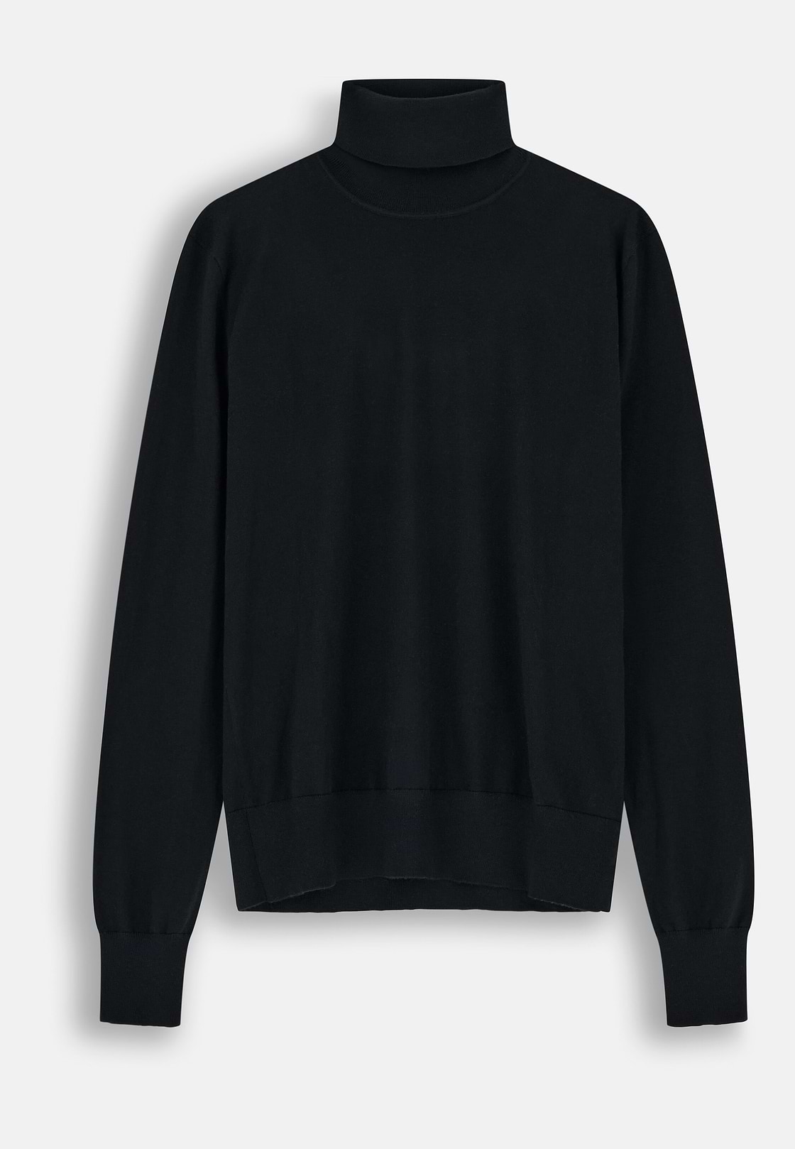 Turtleneck Jumper in Merino Wool Silk, Black, hi-res, 5