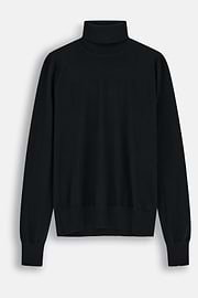 Turtleneck Jumper in Merino Wool Silk, Black, thumb, 5