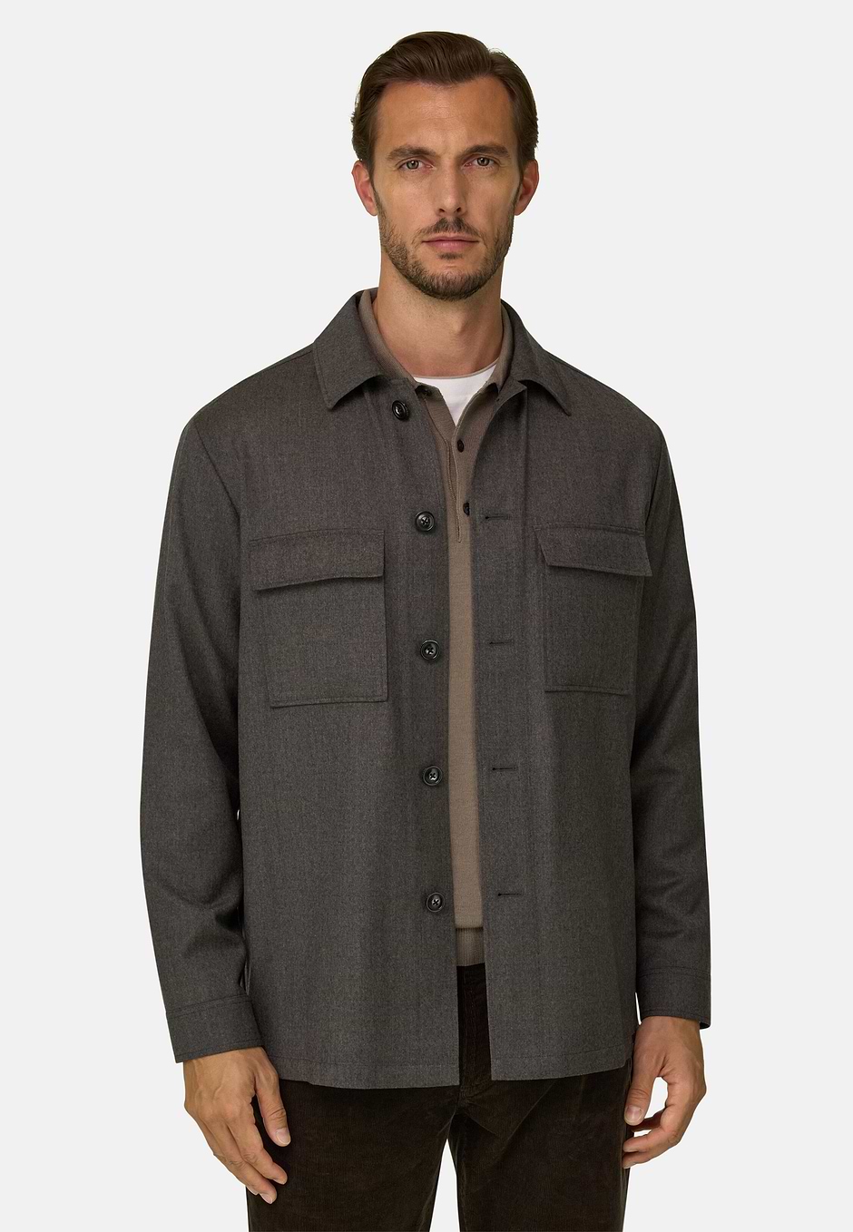 Shacket in Flannel, Taupe, hi-res