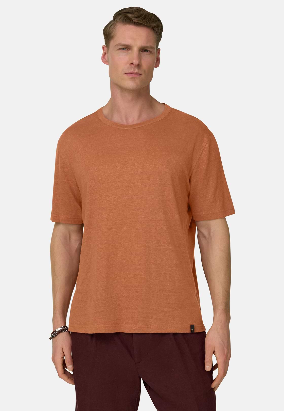 T-Shirt Aus Stretch-Leinen-Jersey, Rot, hi-res, 1