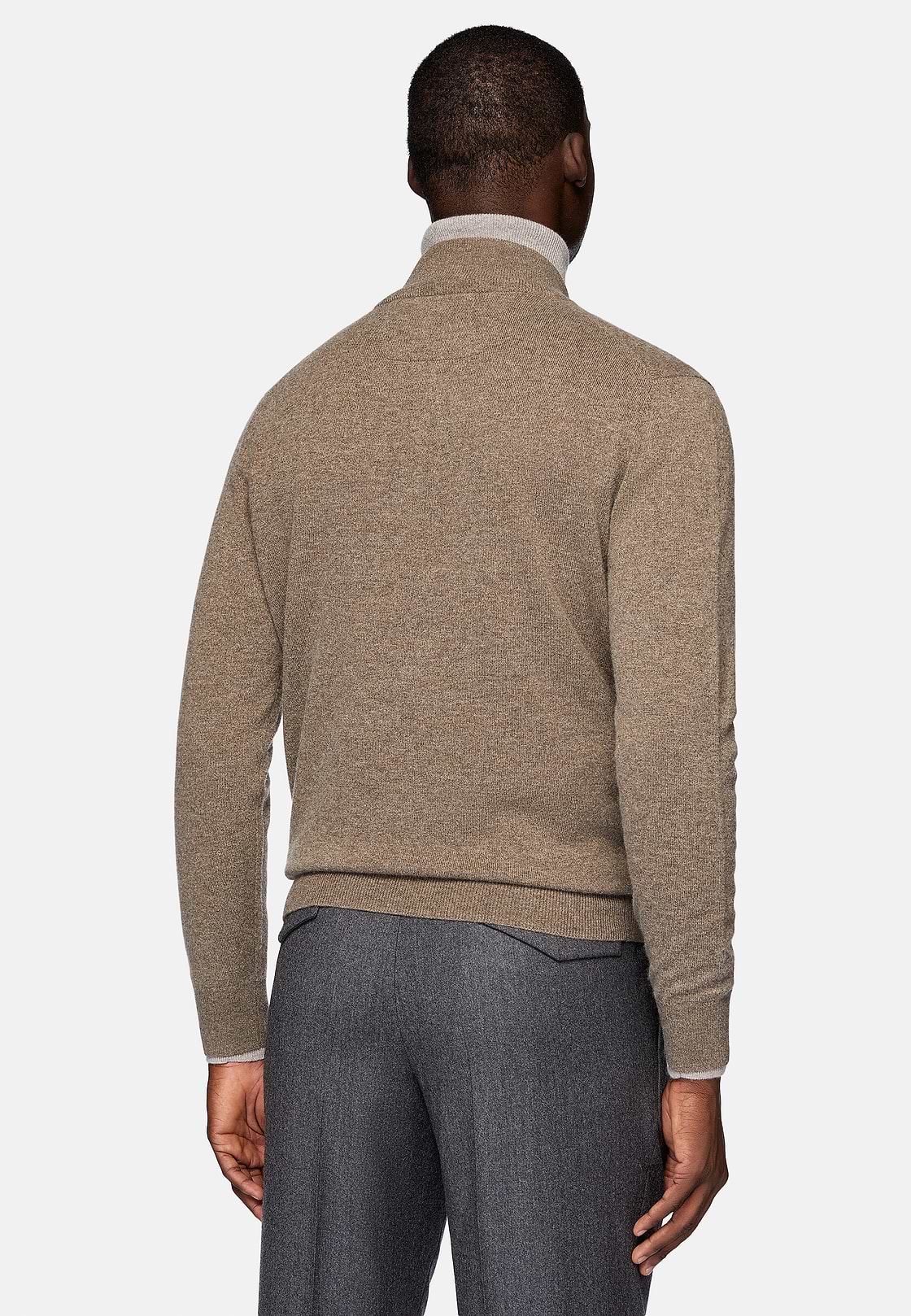 Pull Full Zip Marron En Laine Cachemire, Marron, hi-res