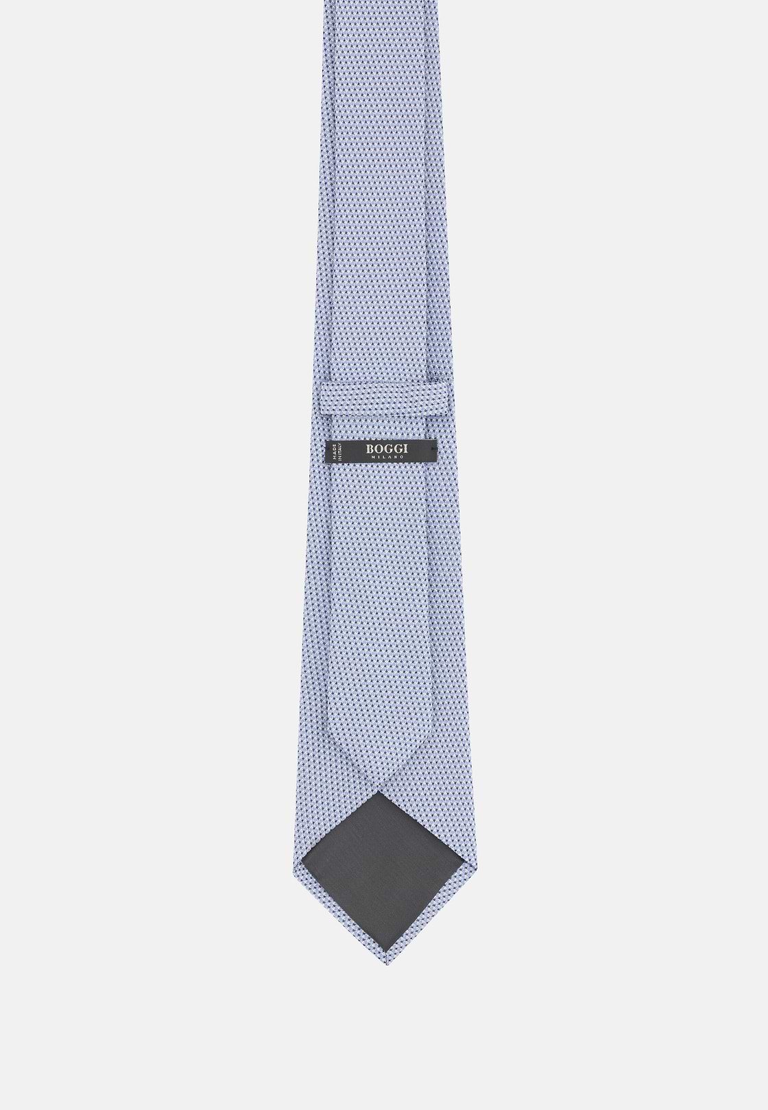 Cravatta Cerimonia Jacquard In Misto Seta, Azzurro, hi-res, 3