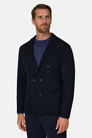 Double-Breasted Blazer in Extrafine Merino Wool, Navy blue, thumb, 1
