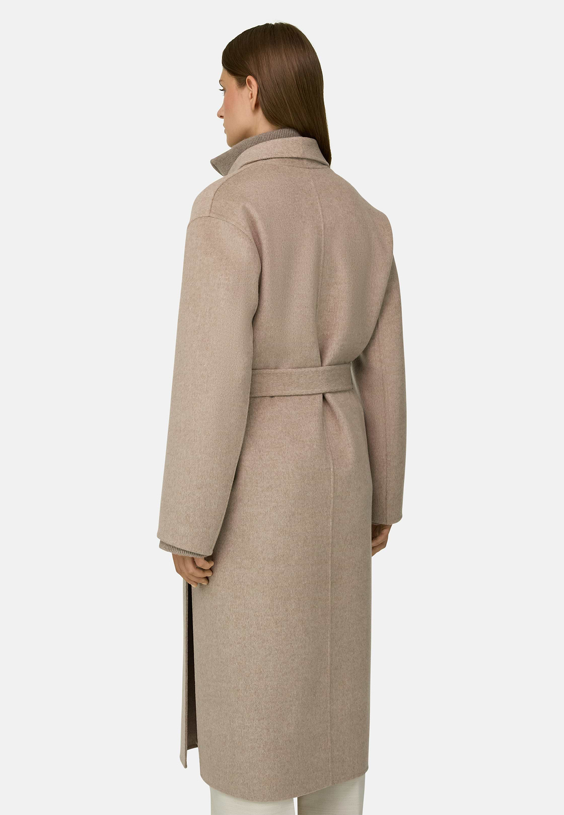 Coat in Wool Cashmere Single-Breasted, Sand, hi-res, 4