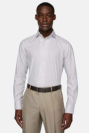 Striped Cotton Dobby Regular Fit Shirt, Brown, hi-res