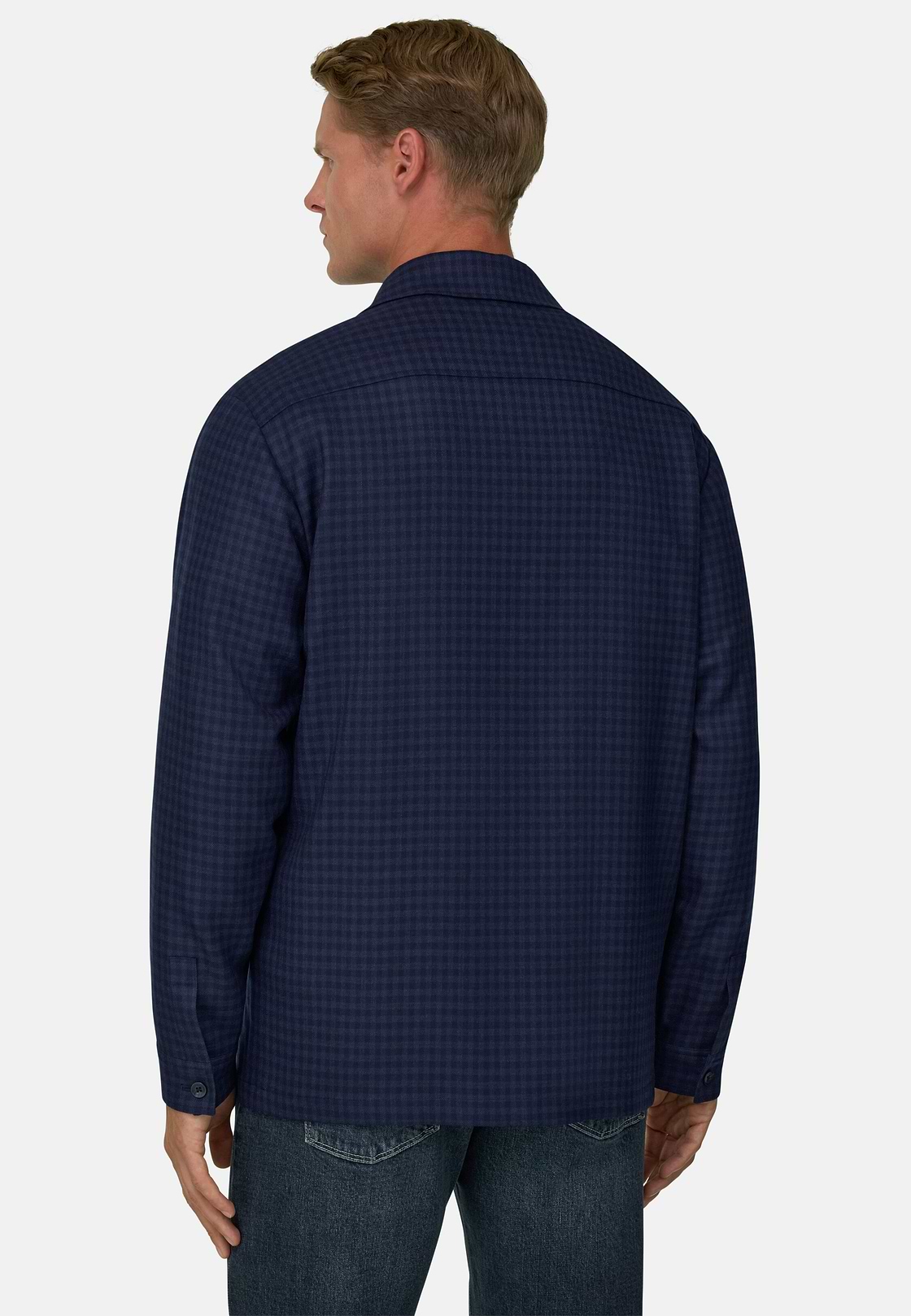 Hemdjacke aus Wolle mit Muster, Navy blau, hi-res, 4
