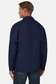 Hemdjacke aus Wolle mit Muster, Navy blau, thumb, 4