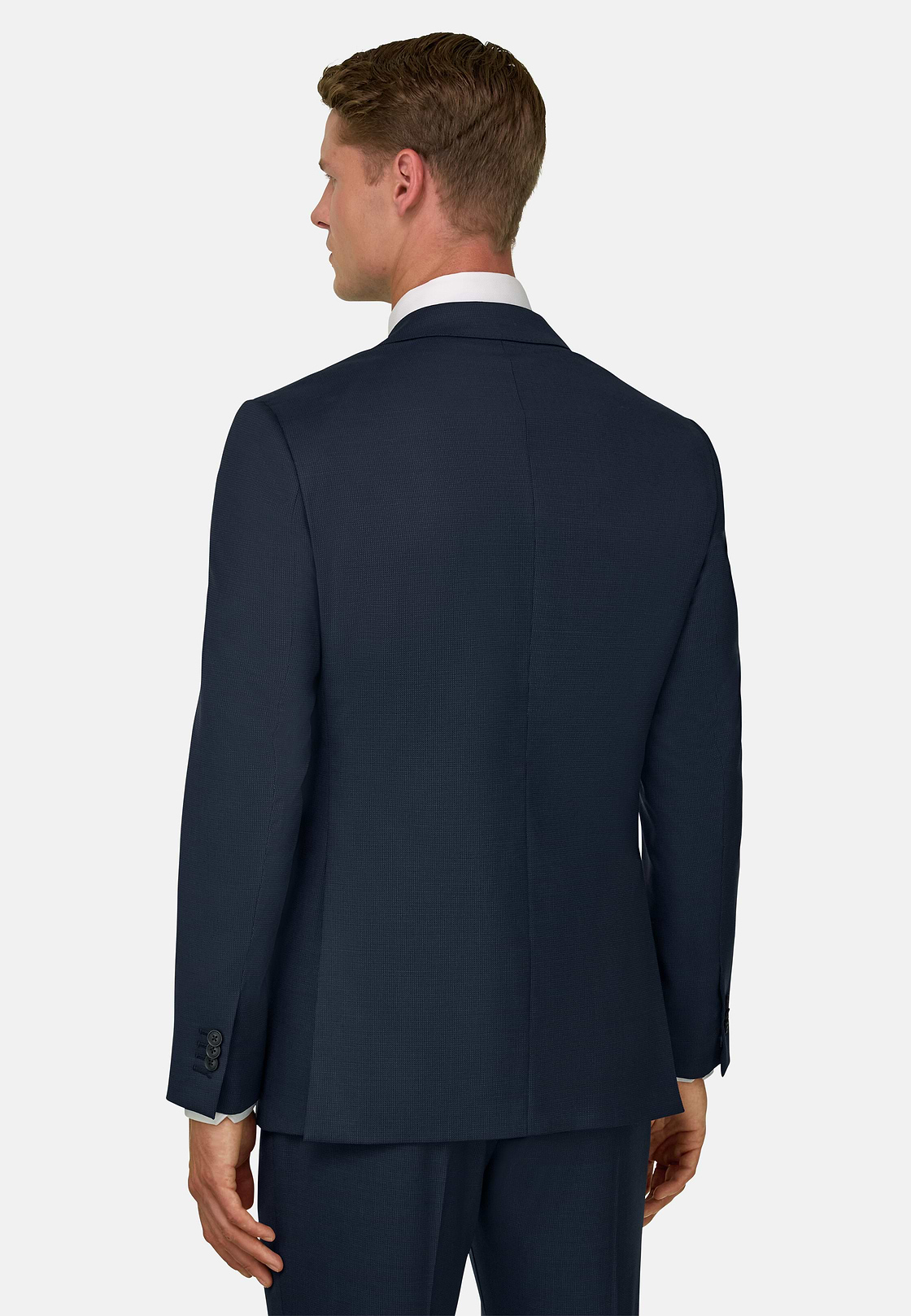 Suit Micro Patterned Stretch Wool, Navy blue, hi-res, 5