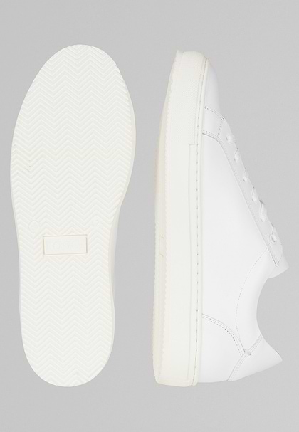 White Leather Trainers, White, hi-res