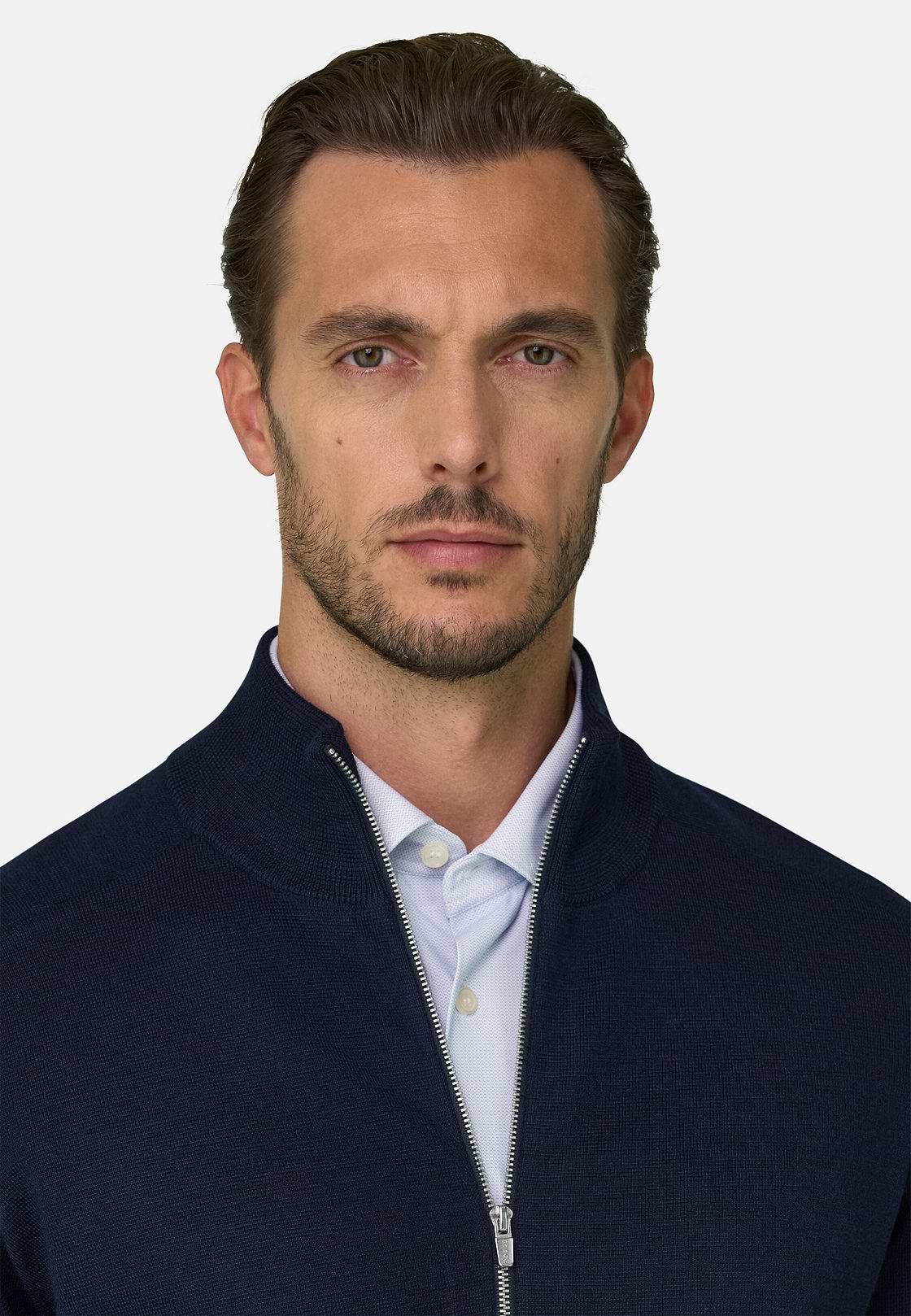 Full-Zip-Pullover aus Merino-Mischgewebe WOOLTECH, Navy blau, hi-res, 3