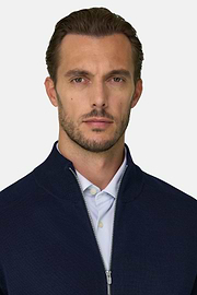 Full-Zip-Pullover aus Merino-Mischgewebe WOOLTECH, Navy blau, thumb, 3