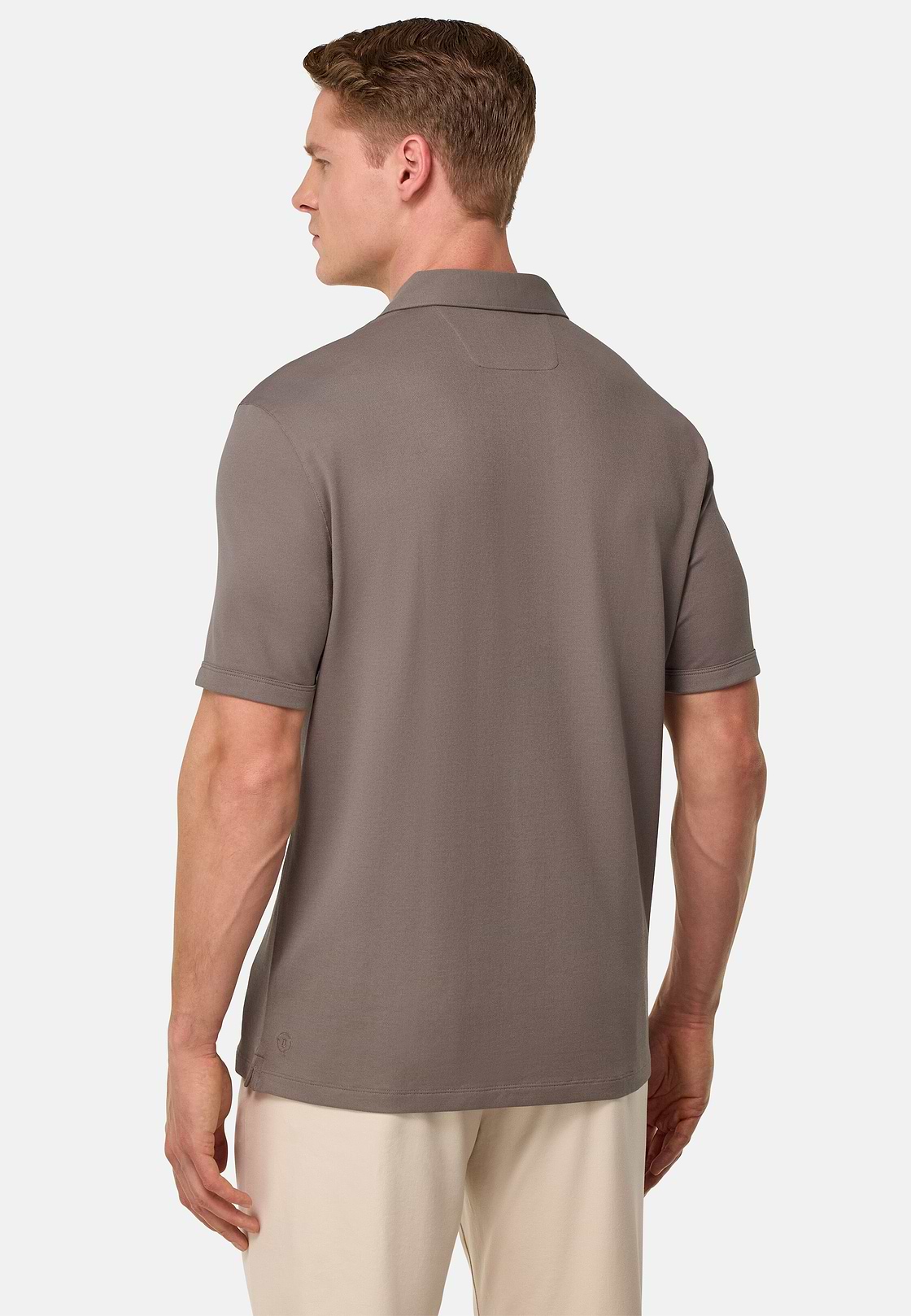 S.Cafè® High-Performance Piqué Polo Shirt, Taupe, hi-res