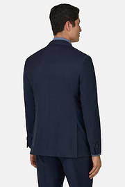 Micro Fancy Wool Suit, Blue, thumb, 3