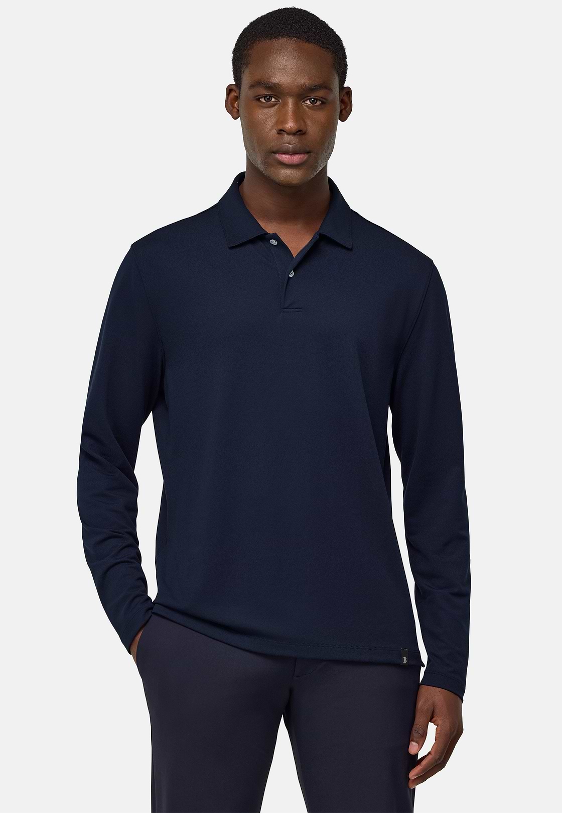 S.Cafè® High-Performance Piqué Polo Shirt, Navy blue, hi-res