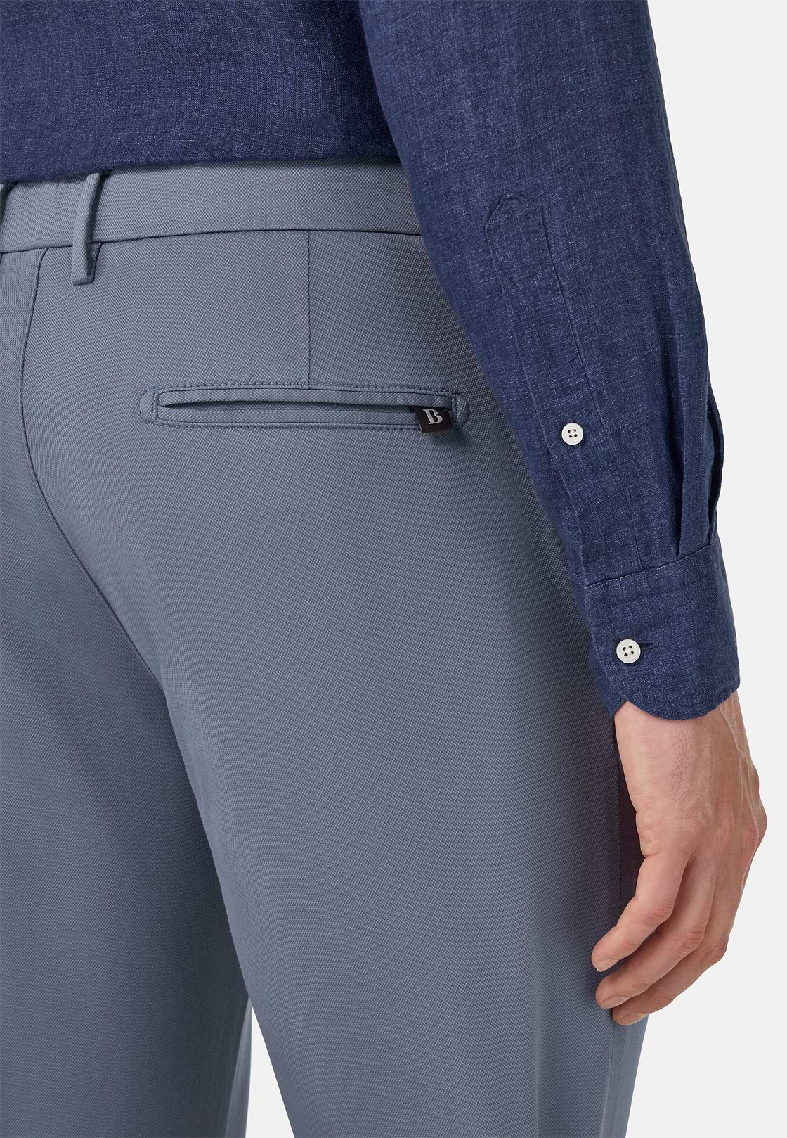 Stretch Cotton/Tencel Trousers, Indigo, hi-res