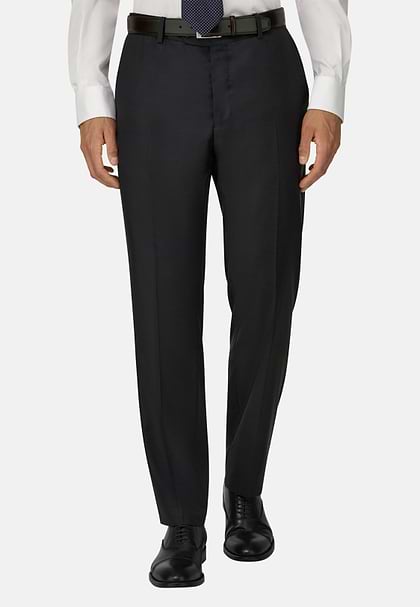 Trousers in Pure Wool 130S, Navy blue, hi-res