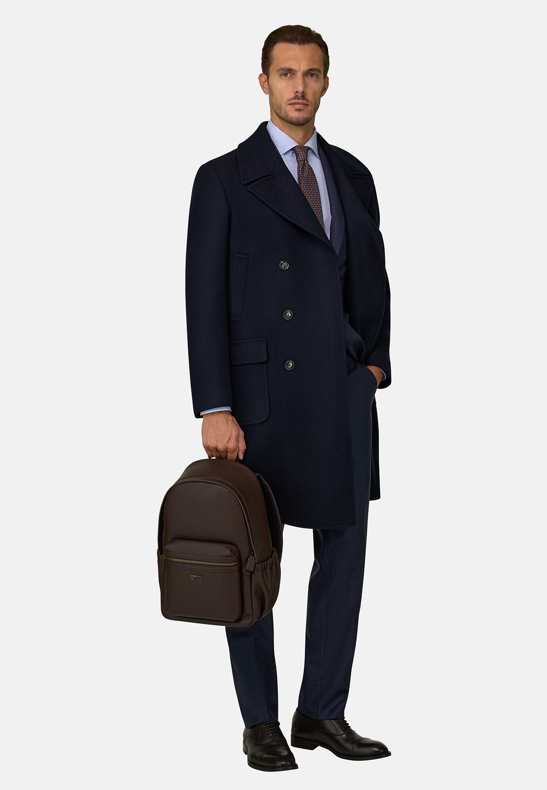 Double-Breasted Wool Coat, Navy blue, hi-res, 2