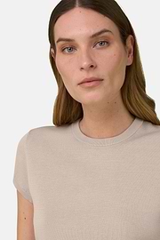 T-Shirt Aus Baumwoll-Seiden-Strick, Sand, thumb, 4