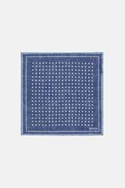 Polka Dot Pattern Linen Pocket Square, Blue, hi-res