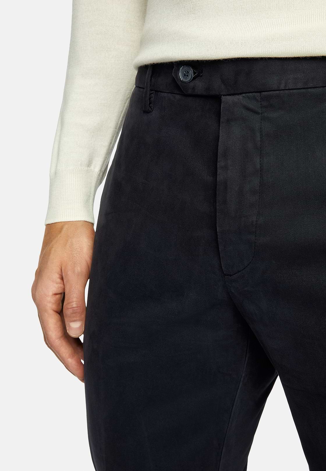 Stretch Cotton Trousers, Navy blue, hi-res