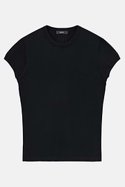 T-Shirt Aus Baumwoll-Seiden-Strick, Schwarz, thumb, 5