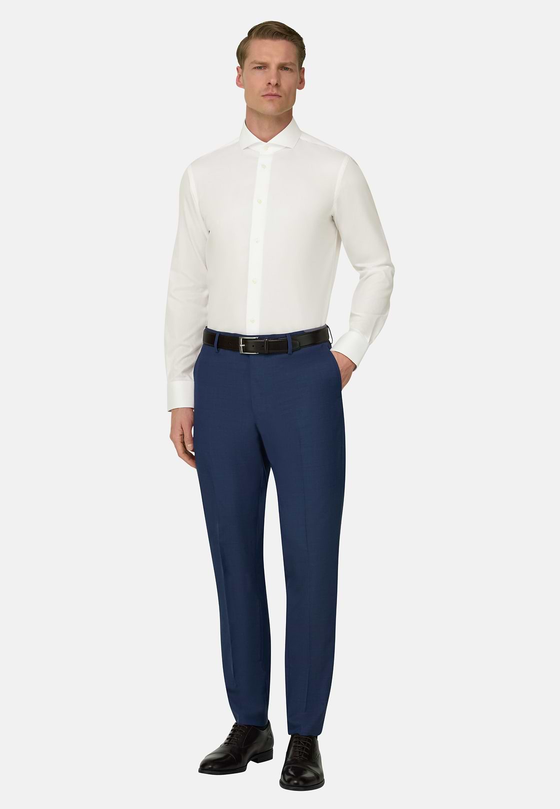 Camicia In Cotone Slim Fit, Bianco, hi-res, 1