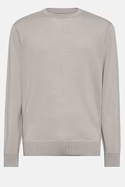 Sand Merino Wool Crew Neck Jumper, Sand, hi-res