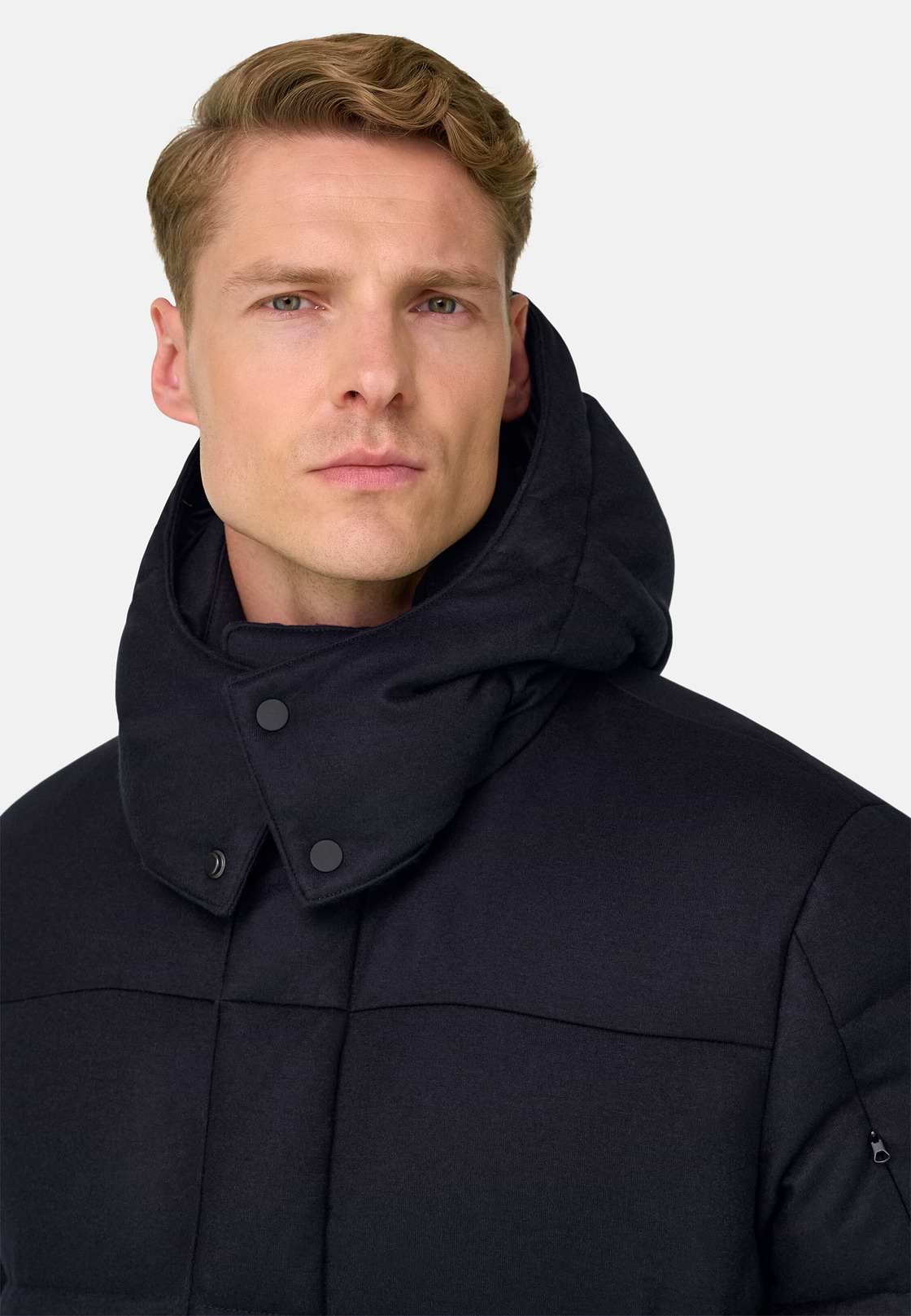Parka Padded Wool Blend with Goose Down, Navy blue, hi-res, 3