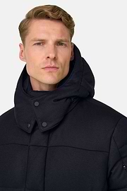 Parka Padded Wool Blend with Goose Down, Navy blue, thumb, 3