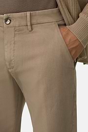 Trousers in Stretch Cotton, Taupe, thumb, 3
