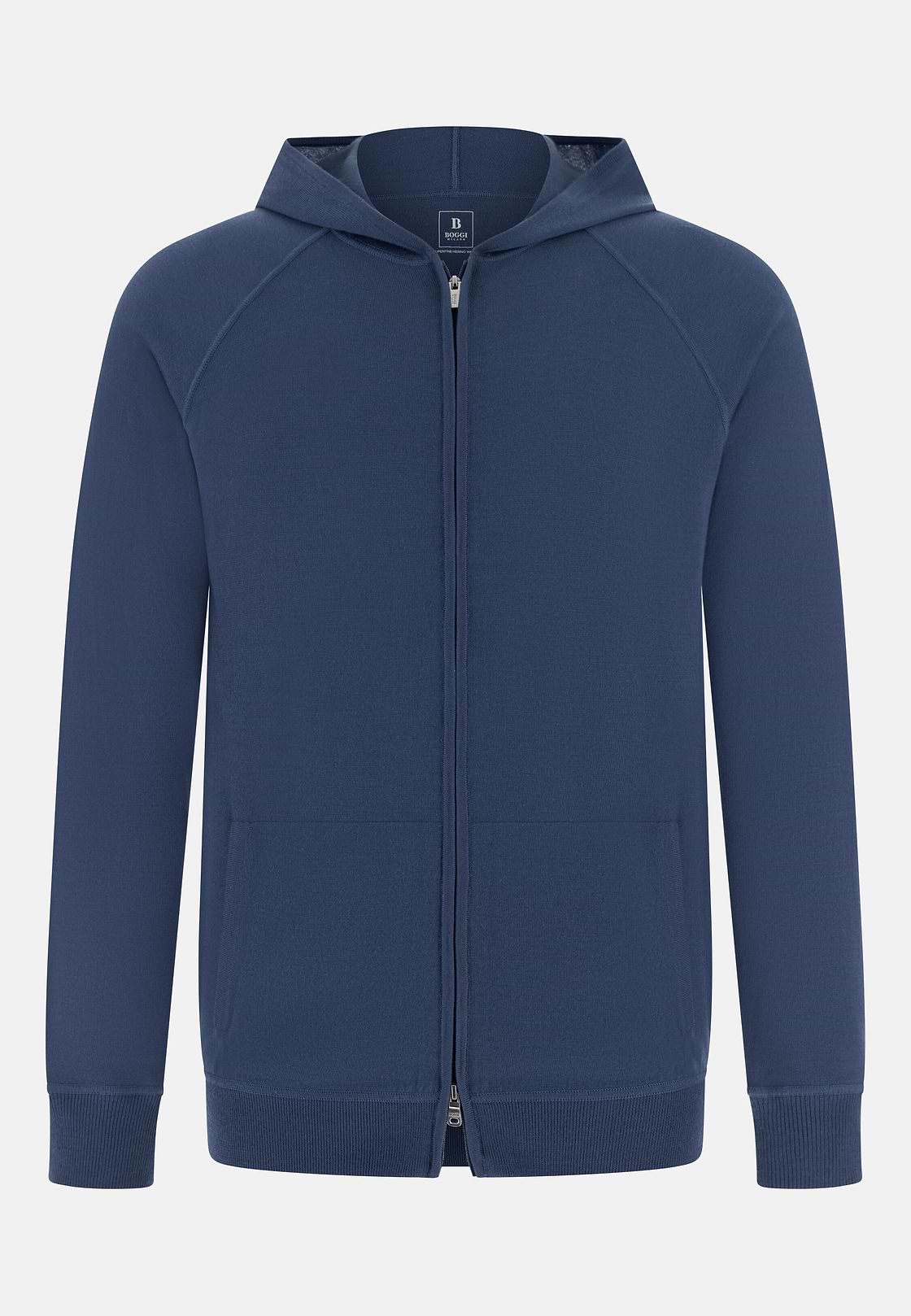 Dzianinowy sweter z kapturem z zamkiem błyskawicznym z bardzo cienkiej wełny, Air-blue, hi-res, 5