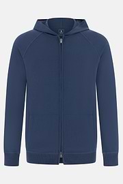 Dzianinowy sweter z kapturem z zamkiem błyskawicznym z bardzo cienkiej wełny, Air-blue, thumb, 5