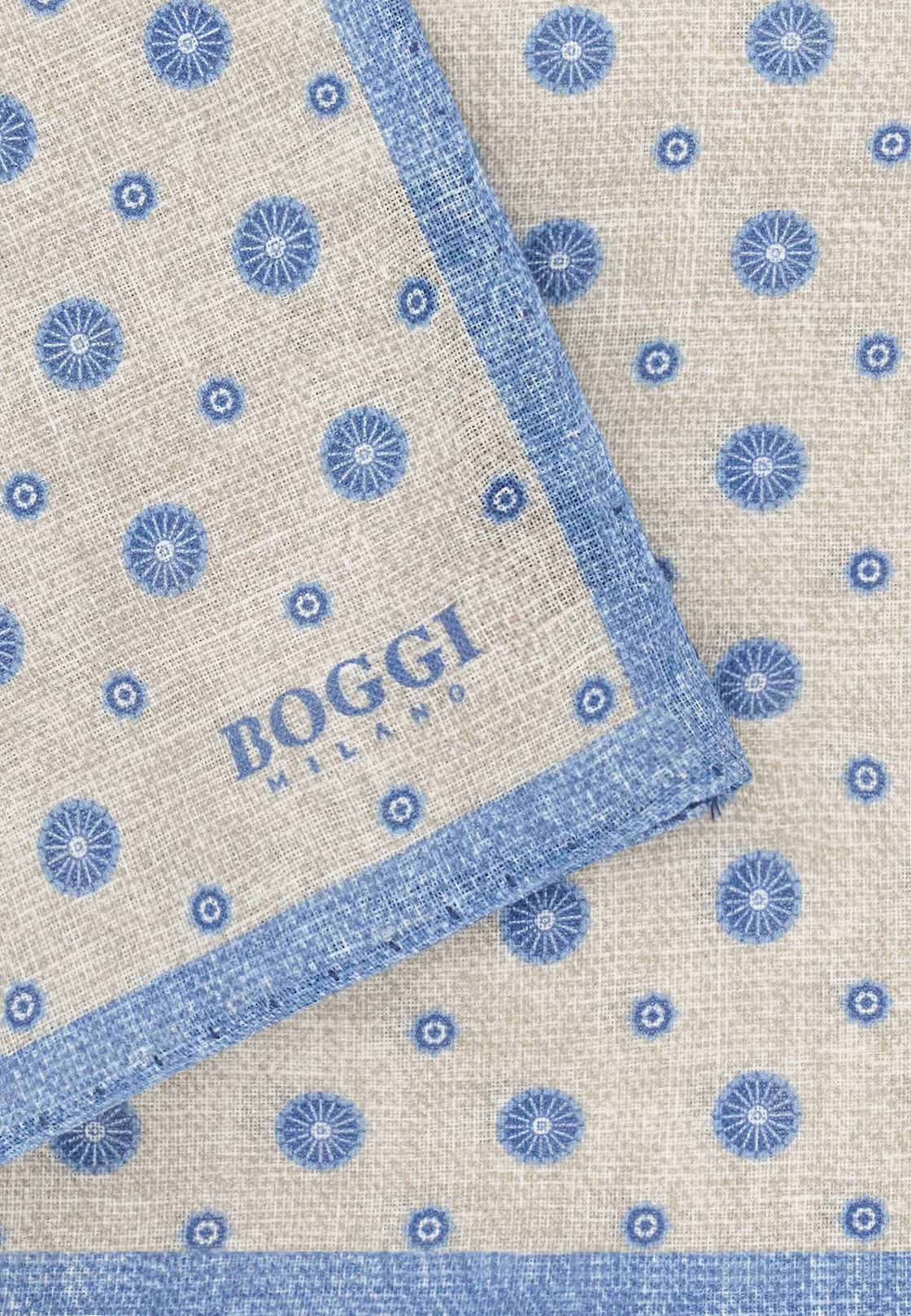 Medallion Linen Pocket Square, Cream, hi-res, 3