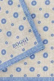 Medallion Linen Pocket Square, Cream, thumb, 3