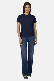 T-Shirt In Cotone Seta, Navy, thumb, 2