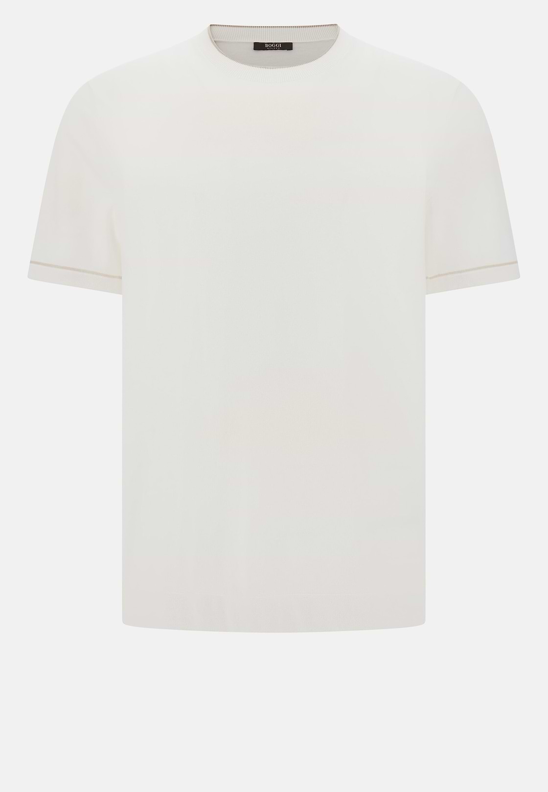 Cotton Crêpe Knit T-Shirt, White, hi-res