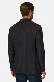 Blazer Herringbone in Cotton and Wool B Jersey, Dark brown, thumb, 4