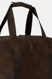 Travel Bag In Suede Leather, Brown, hi-res