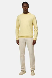 Cotton, Silk and Cashmere Crew Neck Jumper, Yellow, hi-res