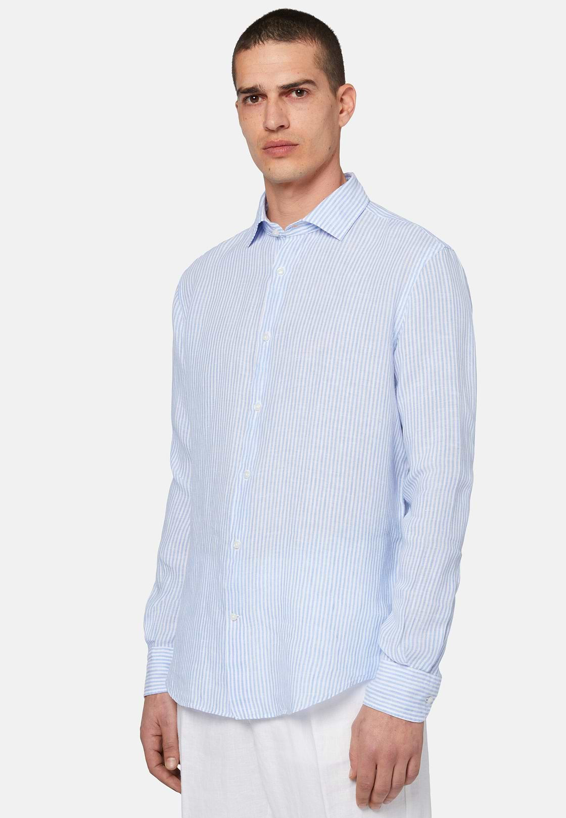 Camisa de Lino, Azul, hi-res