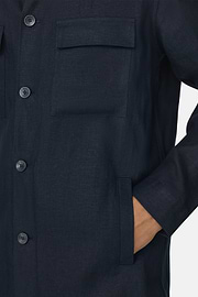Link Shacket in Pure Linen, Navy blue, thumb, 4