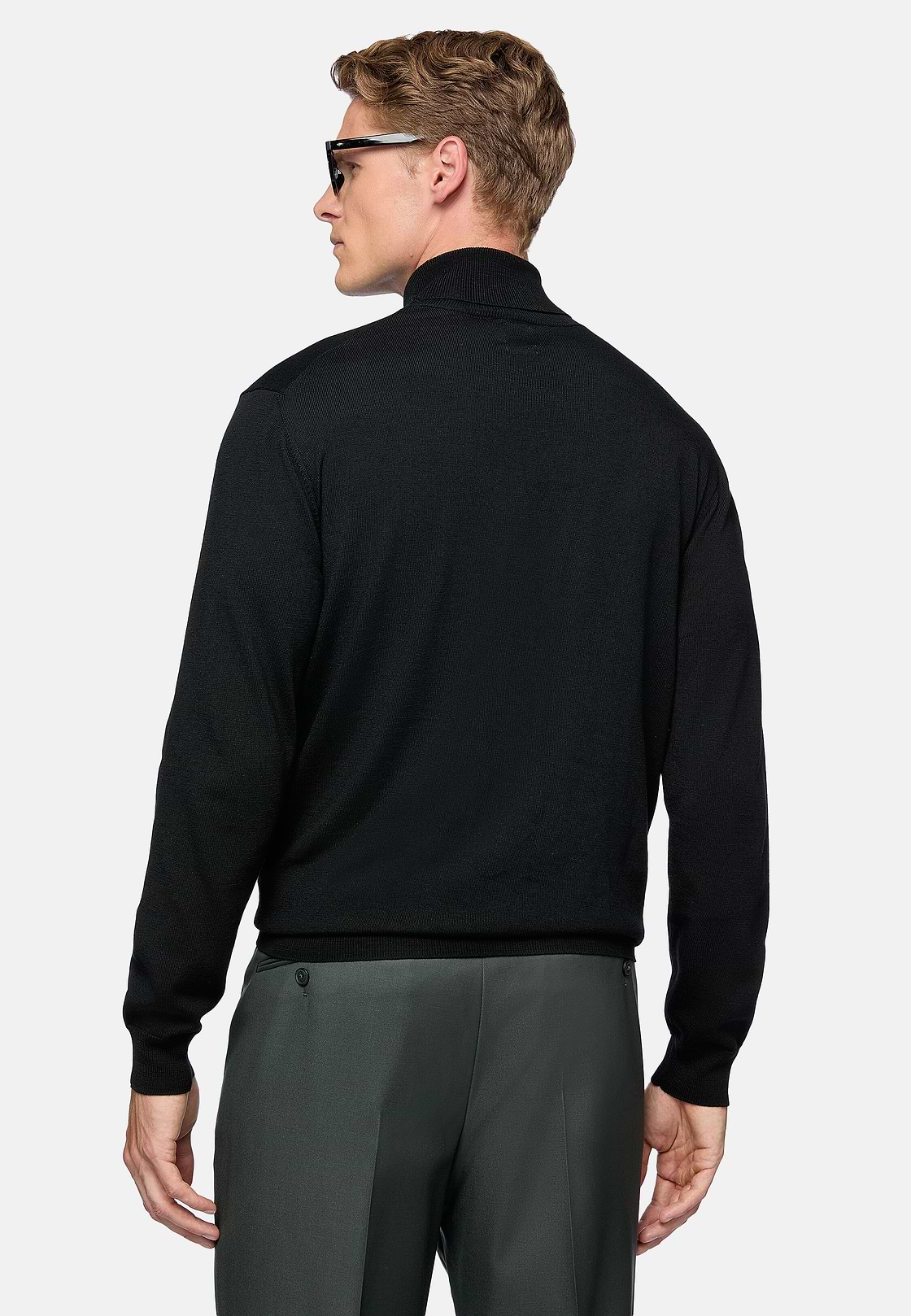 Schwarzer Rollkragenpullover Aus Merinowolle, Schwarz, hi-res