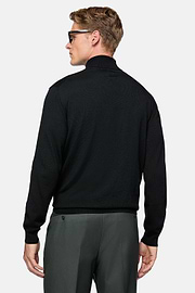 Schwarzer Rollkragenpullover Aus Merinowolle, Schwarz, hi-res