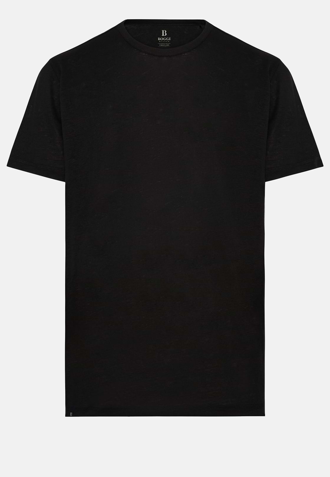 T-Shirt in Stretch Linen Jersey, Black, hi-res