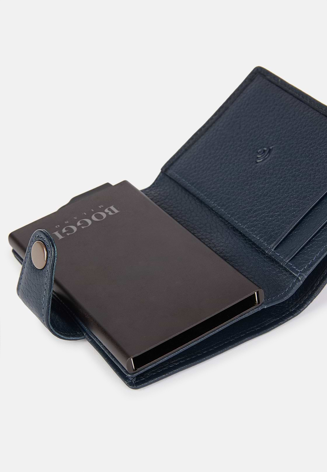 Leather Credit Card Holder, Navy blue, hi-res