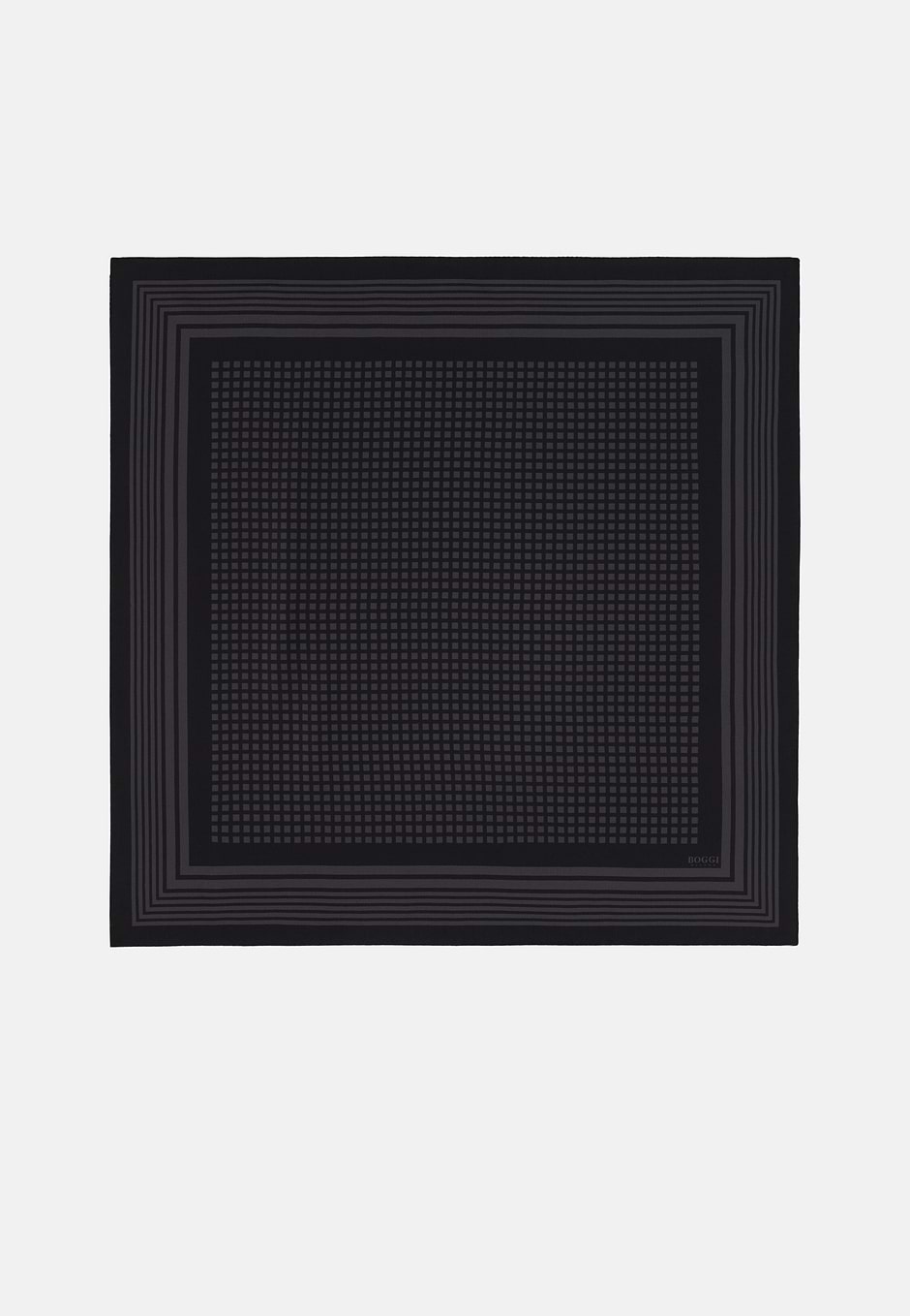 Geometric Patterned Silk Bandana, Charcoal, hi-res