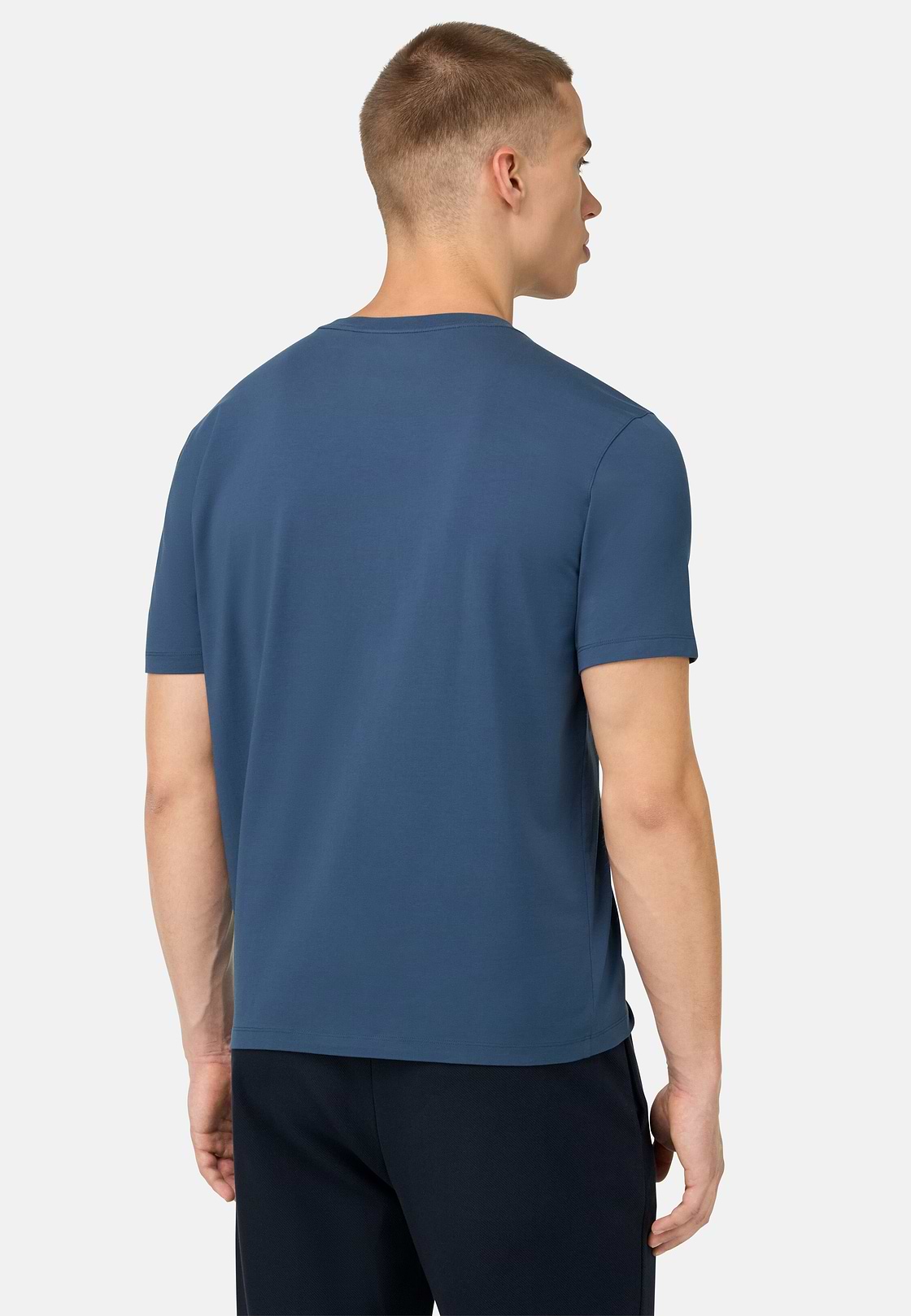 T-Shirt In Stretch Supima Cotton, Air-blue, hi-res