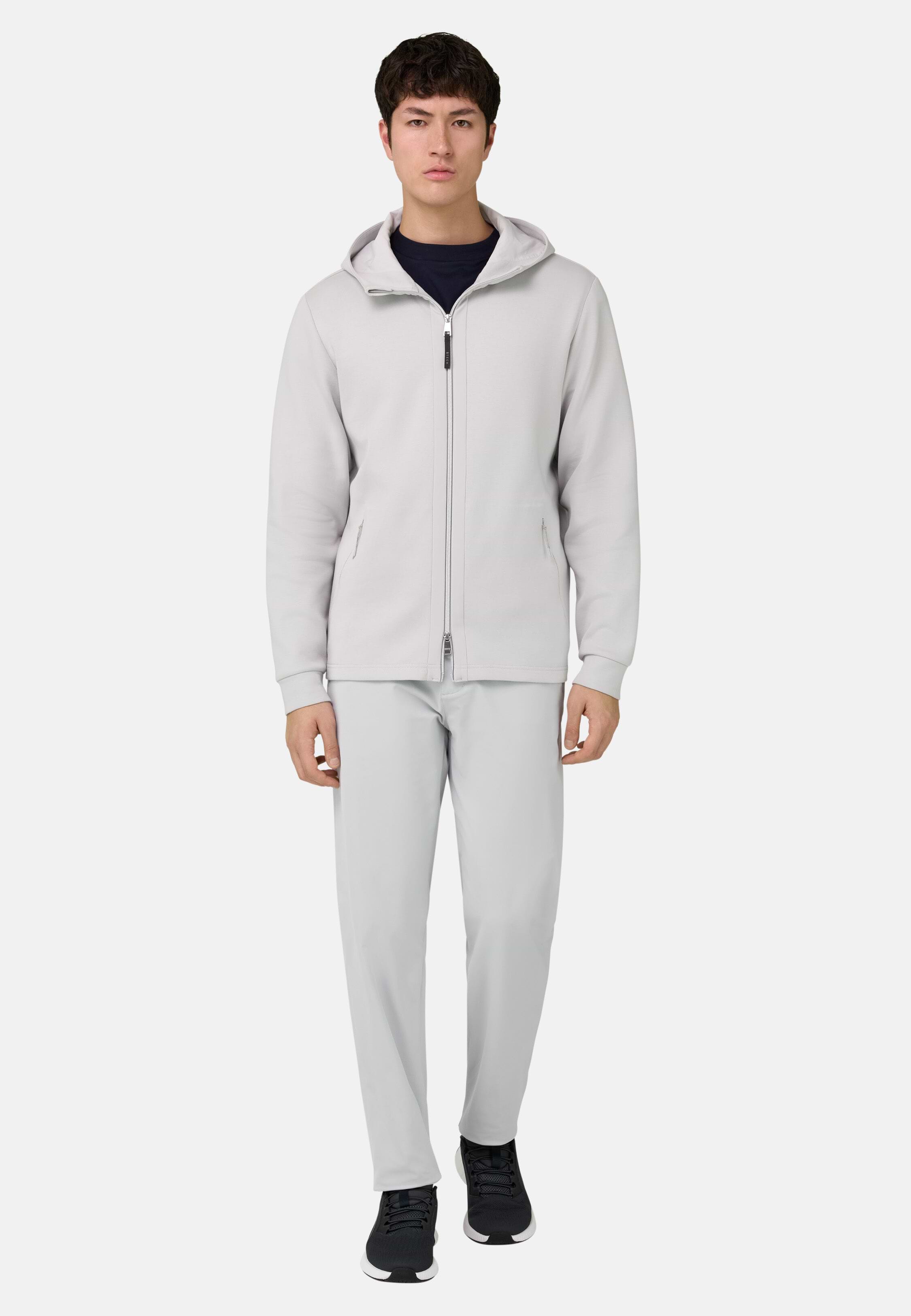 Men's Lightweight Zipped Scuba Hoodie, Ice | Boggi Milano