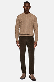 Jeans aus elastischem Samt, Braun, hi-res