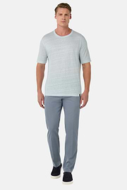 T-Shirt in Stretch Linen Jersey, Light Blue, hi-res